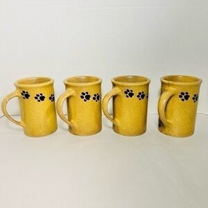 FOUR handmade stoneware Emerson Creek Pottery mugs - dog prints